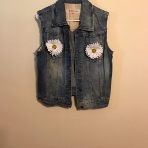 Flower bohemian jean vest